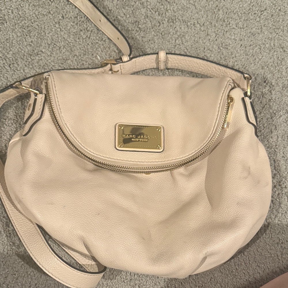 Marc Jacobs Beige Crossbody Bag with Gold Accents
